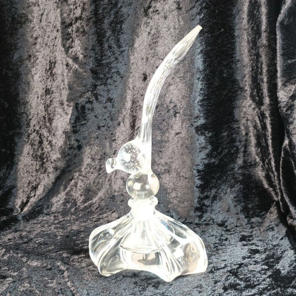 1940s Gundersen-Pairpoint Crystal Glass Perfume Bottle MCM With Pheasant Stopper - Picture 2 of 15